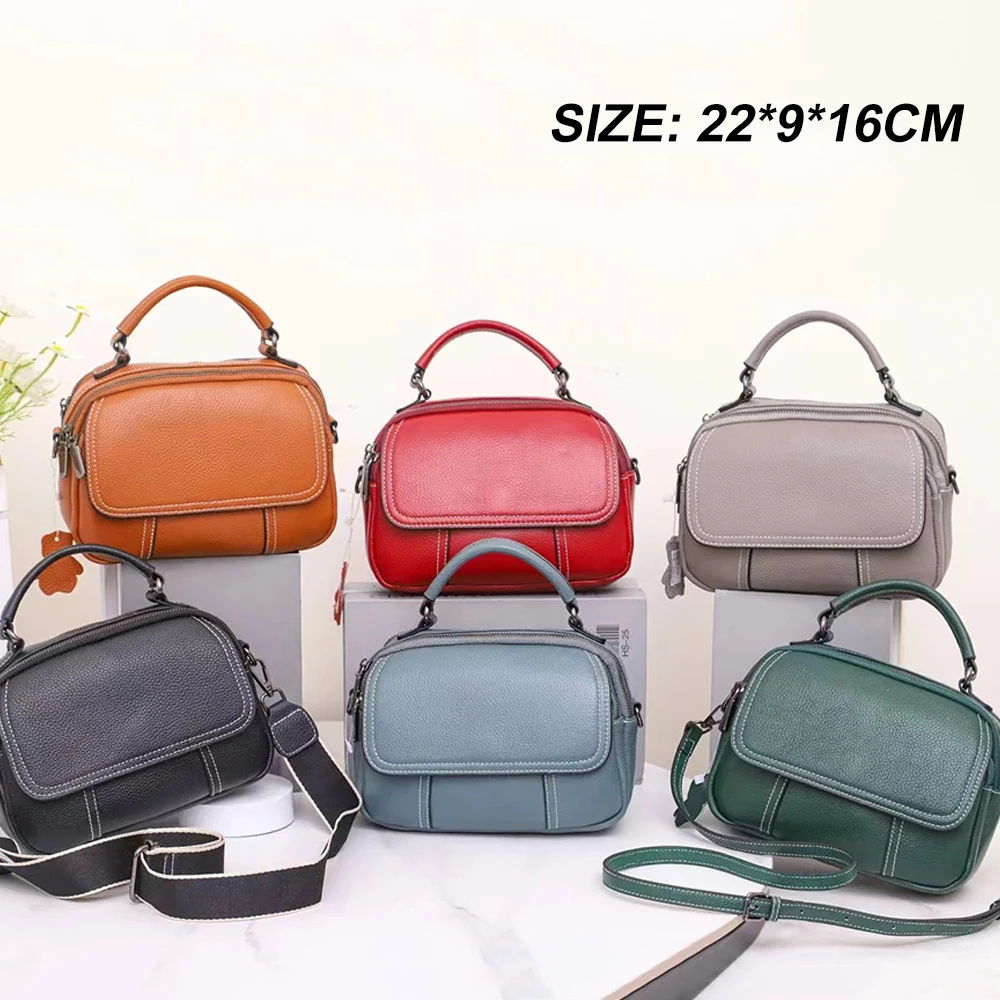 New Fashion Versatile High Capacity Genuine Leather Square Crossbody Bag Multi Functional Soft Leather Women's Handbag