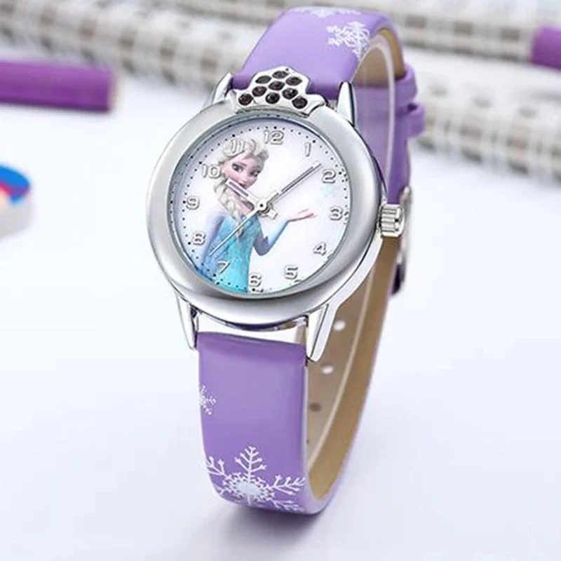 Jam Tangan Cosplay Frozen Mickey Mouse Kartun Disney dengan Kotak Jam Tangan Anak-anak Minnie Hadiah Anak-anak