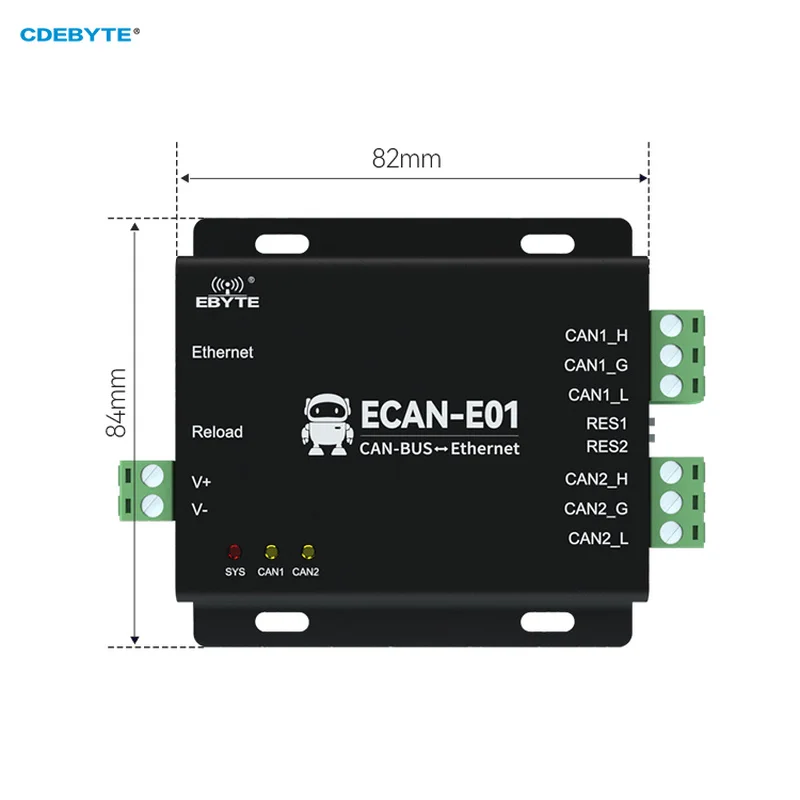 Imagem -02 - Pode à Categoria Industrial Cdebyte Ecan-e01 Rj45 do Conversor do Protocolo dos Ethernet dc 8v 28 28v Tcp Udp Can2.0 10 100m Isolamento do Porto