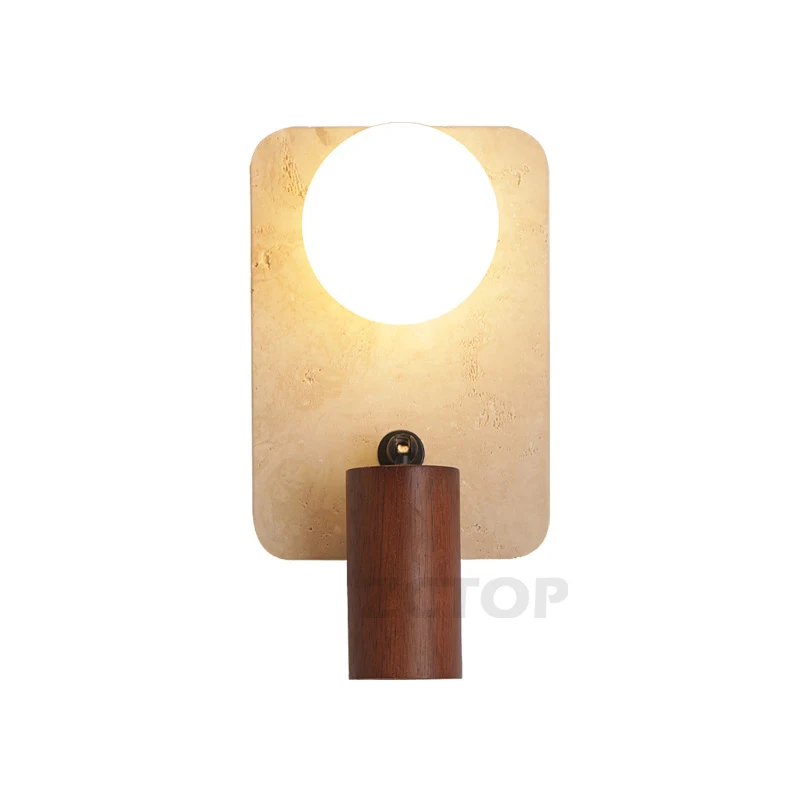 

JapaneseYellow Travertine Wall Lamps Wabi Sabi Yellow Cave Stone Living Dining Room Bedroom Bedside Corridor Decor Wall Lights