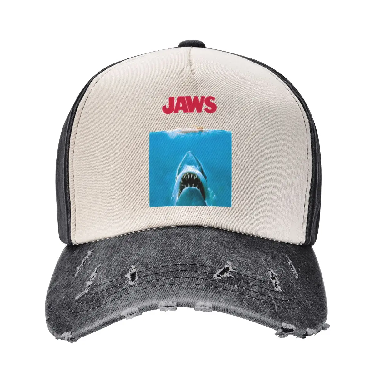 Unisex Fashion Jaws Movie Poster Washed Czapki z daszkiem