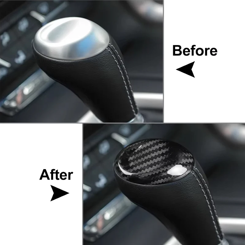 Real carbon fiber car shift knob head cover decorative sticker for Chevrolet Corvette C7 2014 2015 2016 2017 2018 2019