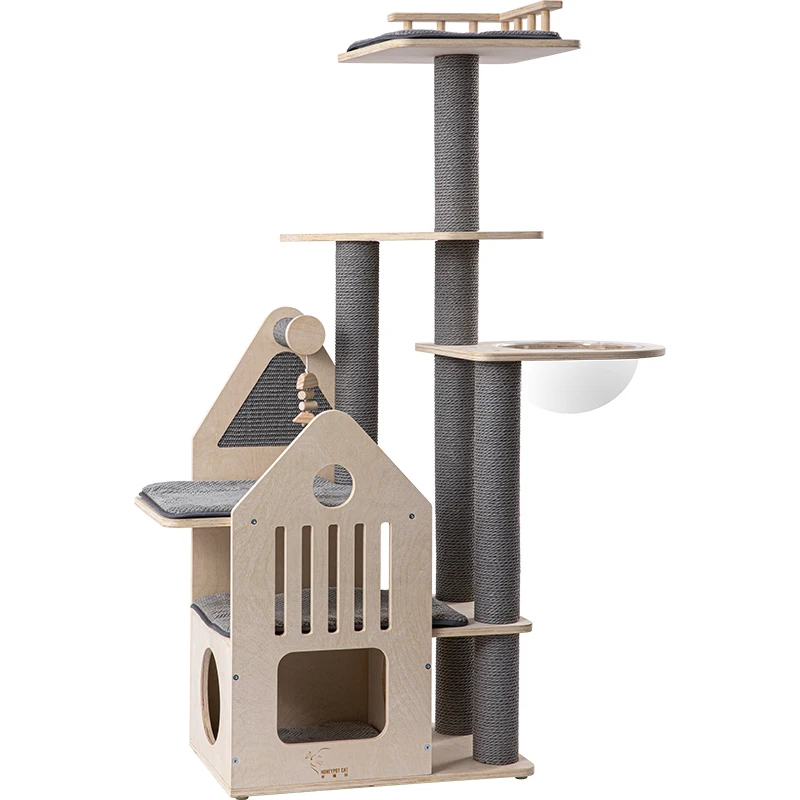 Large Cat Tree Cat Climbing Frame Vertical Scratch Post Pet Toy Apartment