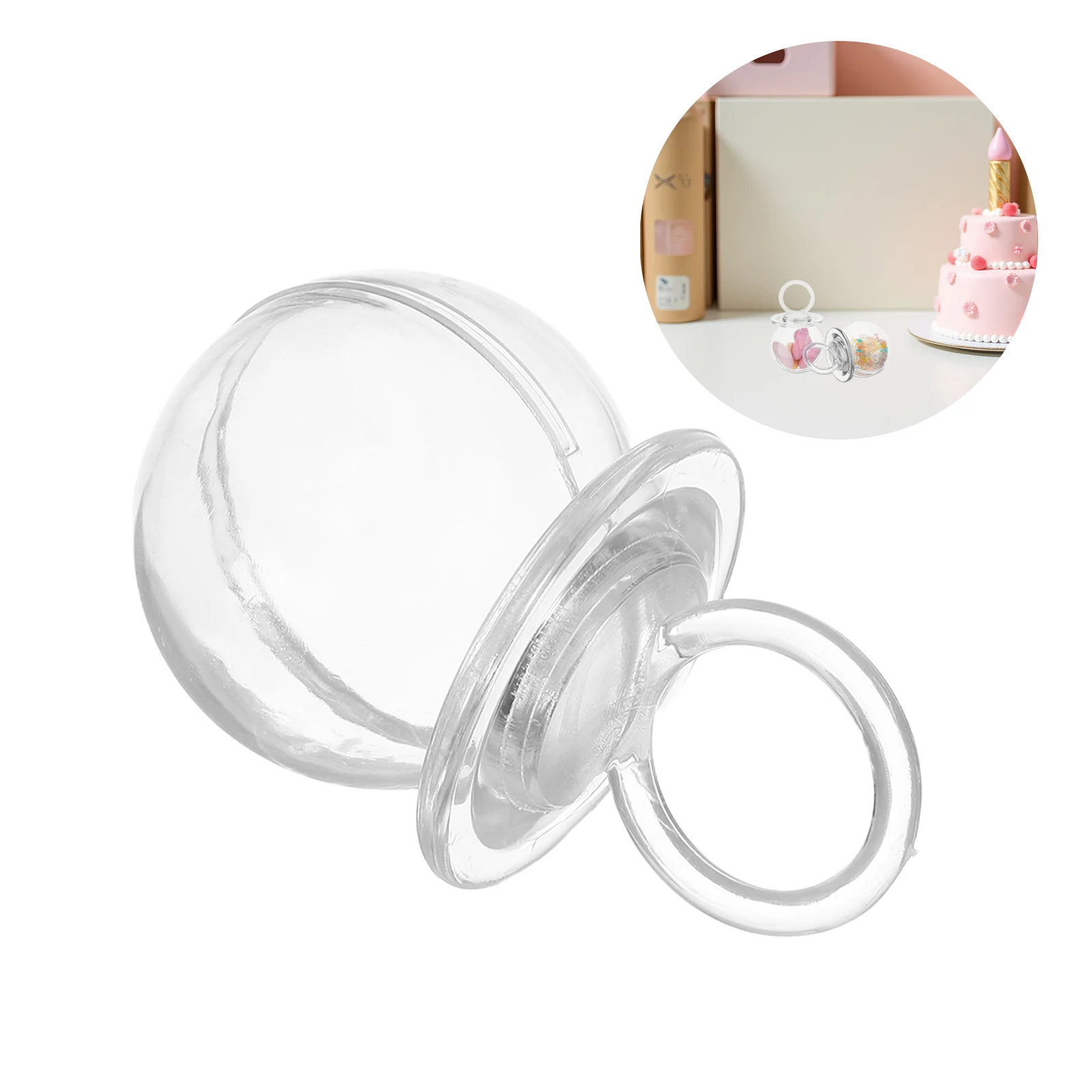 

24pcs Baby Pacifier Candy Box Clear Treat Containers Party Favors for Baby Showers Baptisms Lightweight Portable Gift Packaging