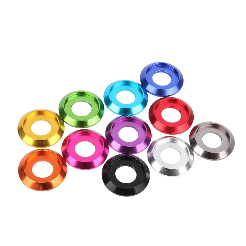 M2 M2.5 M3 M4 M5 M6M8 سبائك الألومنيوم كأس رئيس غسالة ل زر رئيس المسمار الأزرق/الوردي/البرتقالي/الأرجواني/الأخضر/الأحمر/الذهبي/الفضة/الأسود