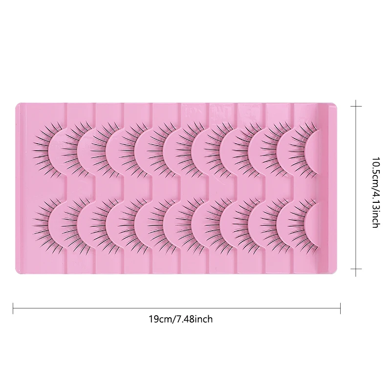 10 pairs of Pink Natural Eyelash Extensions Acrylic false eyelashes simulate natural eyelash lines with thin and soft practice l