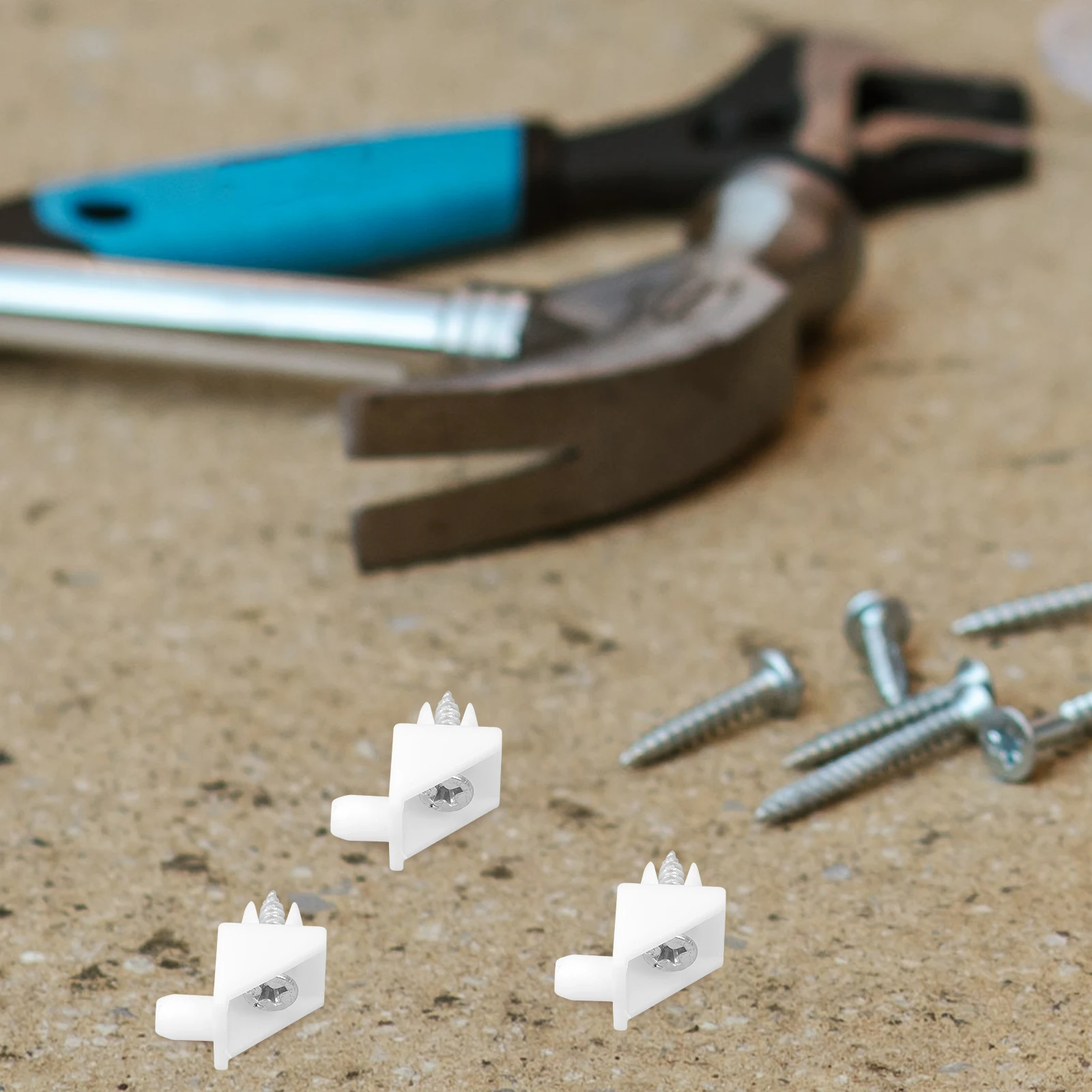 

50 Sets Plastic Corner Brackets 90 Degree Self Tapping Screws Cabinet Furniture Reinforcement Durable Wedge Support Strong