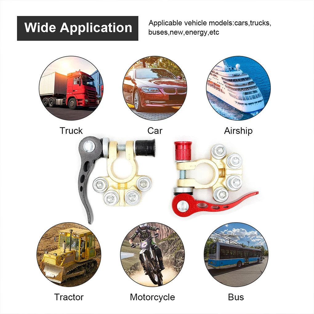 1 Pair Battery Terminal Quick Disconnect Cable Connector Clamp Connection