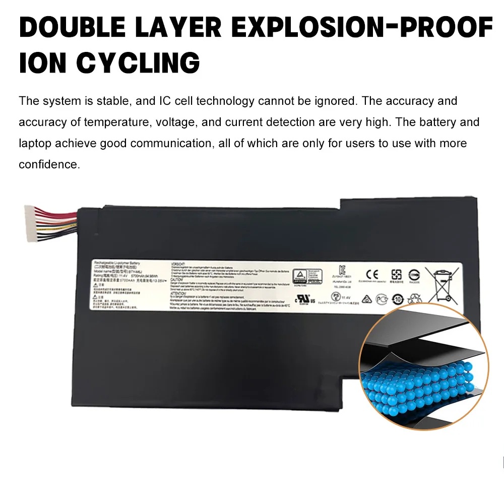 BTY-M6J 11.4V 64.98Wh 5700mAh Laptop Battery for MSI GS63VR/GS73VR Stealth Pro - BP-16K1-31