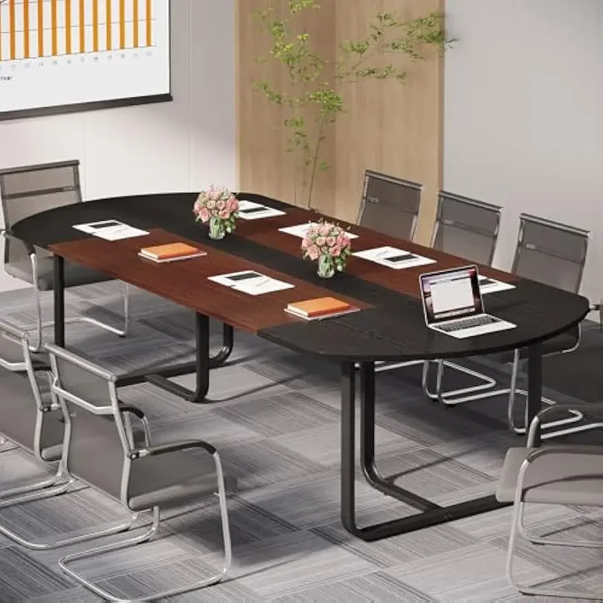 Mesa de conferência de 6 pés, 70,86 "L x 35,43" L x 29,52 "H polegadas Mesa de reunião em formato oval, mesa de gerenciamento moderna para sala de conferências