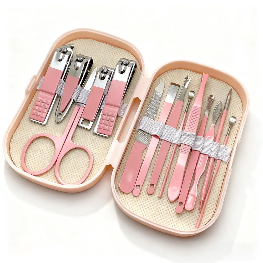 Ensemble d'outils de manucure et de pédicure en acier inoxydable, avec coupe-ongles de style moderne et outils de toilettage, ensemble de soins des ongles, 14 pièces