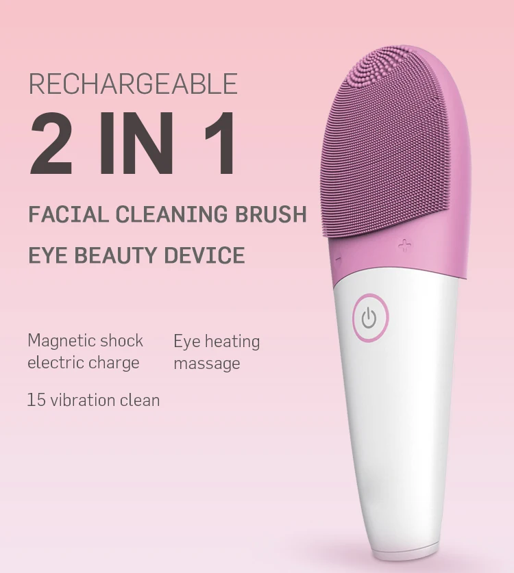 Sonic Vibration Electric Acne Reduce Makeup Remover Facial Pore Cleanser Facial Silicone Brush Double Side