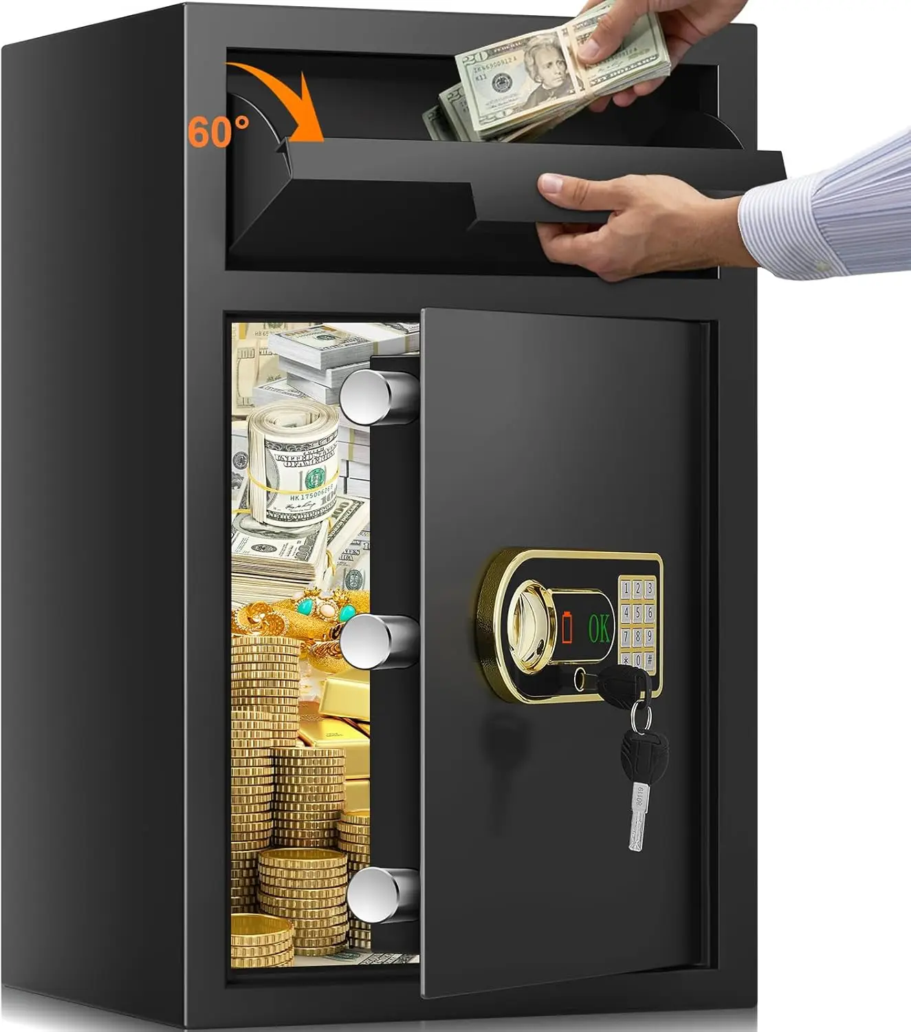 3.6 cu ft Large Fireproof Drop Safe Box for Business, Anti-Theft Money Drop Slot Safes