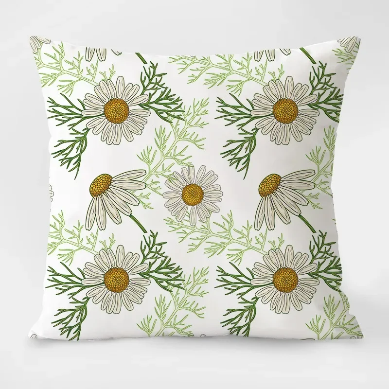 Simple Floral Pillowcase Dormitory Decoration Office Living Room Sofa Home Pillowcase One Side
