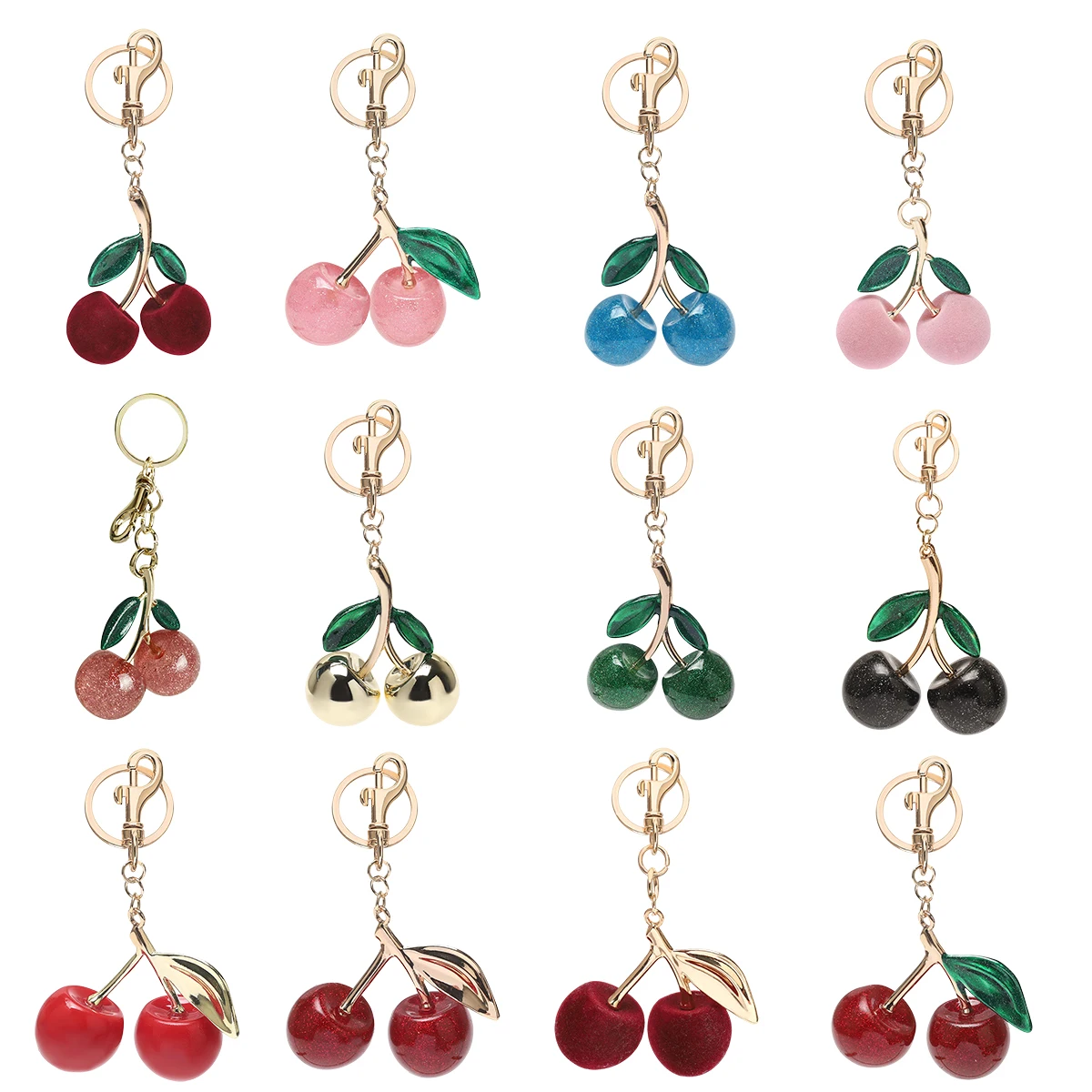 Portachiavi alla moda con ciliegia rossa, frutta estiva, ciliegie, portachiavi con ciondolo per donna, uomo, borsa per gioielli, accessori regalo