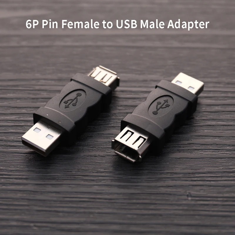 Firewire IEEE 1394 6 Pin Female To USB 2.0 Type A Male Adaptor Adapter Cameras Mobile Phones MP3 Player PDAs Black