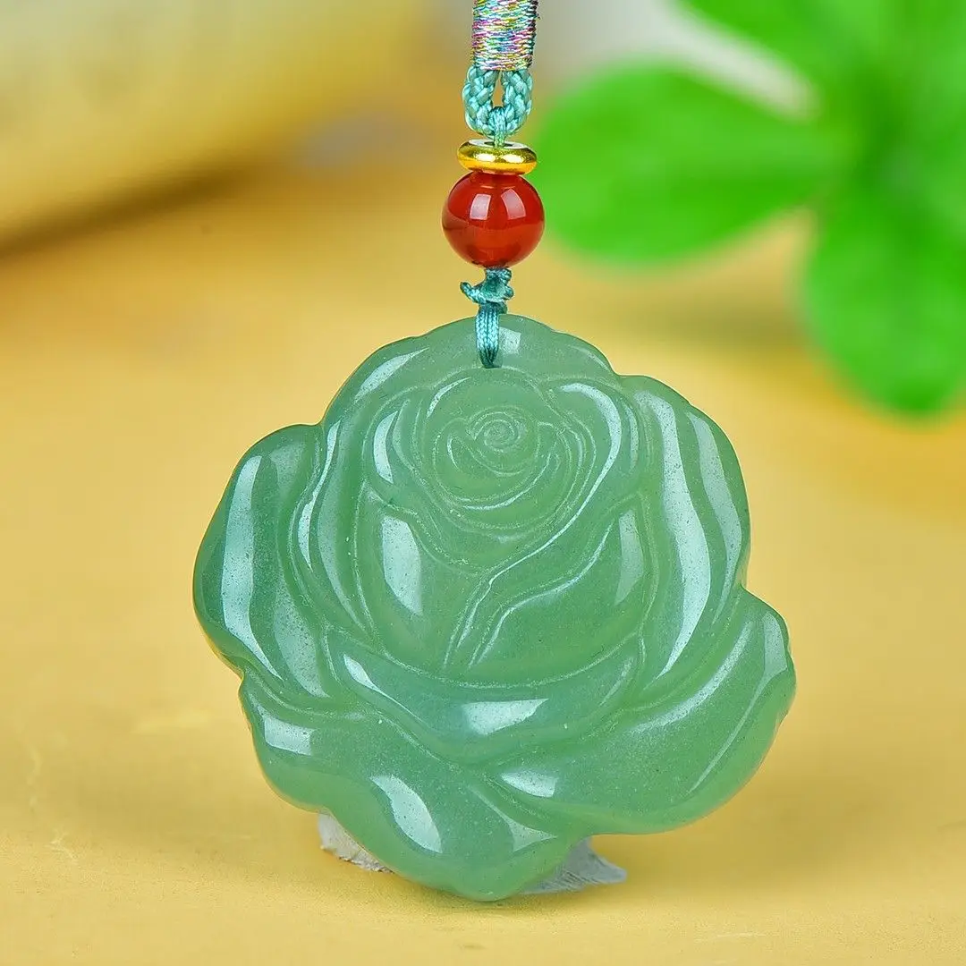 

Dongling Jade Rose Pendant, Genuine Hand-carved Jade Pendant.