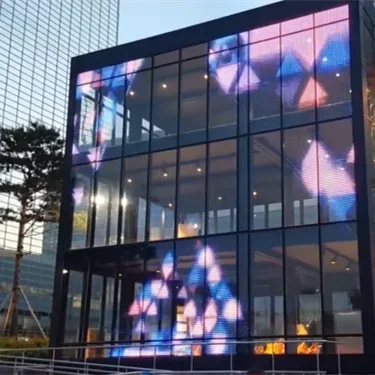 Sinalização digital e exibições cabine de exposição filme flexível tela de publicidade janela de vidro display led transparente