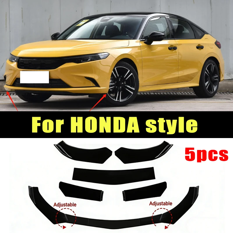 

5Pcs ABS Material Universal Car Front Bumper Separator Bumper Lip Body Kit Duck Lip Separator For HONDA Style Car Accessories