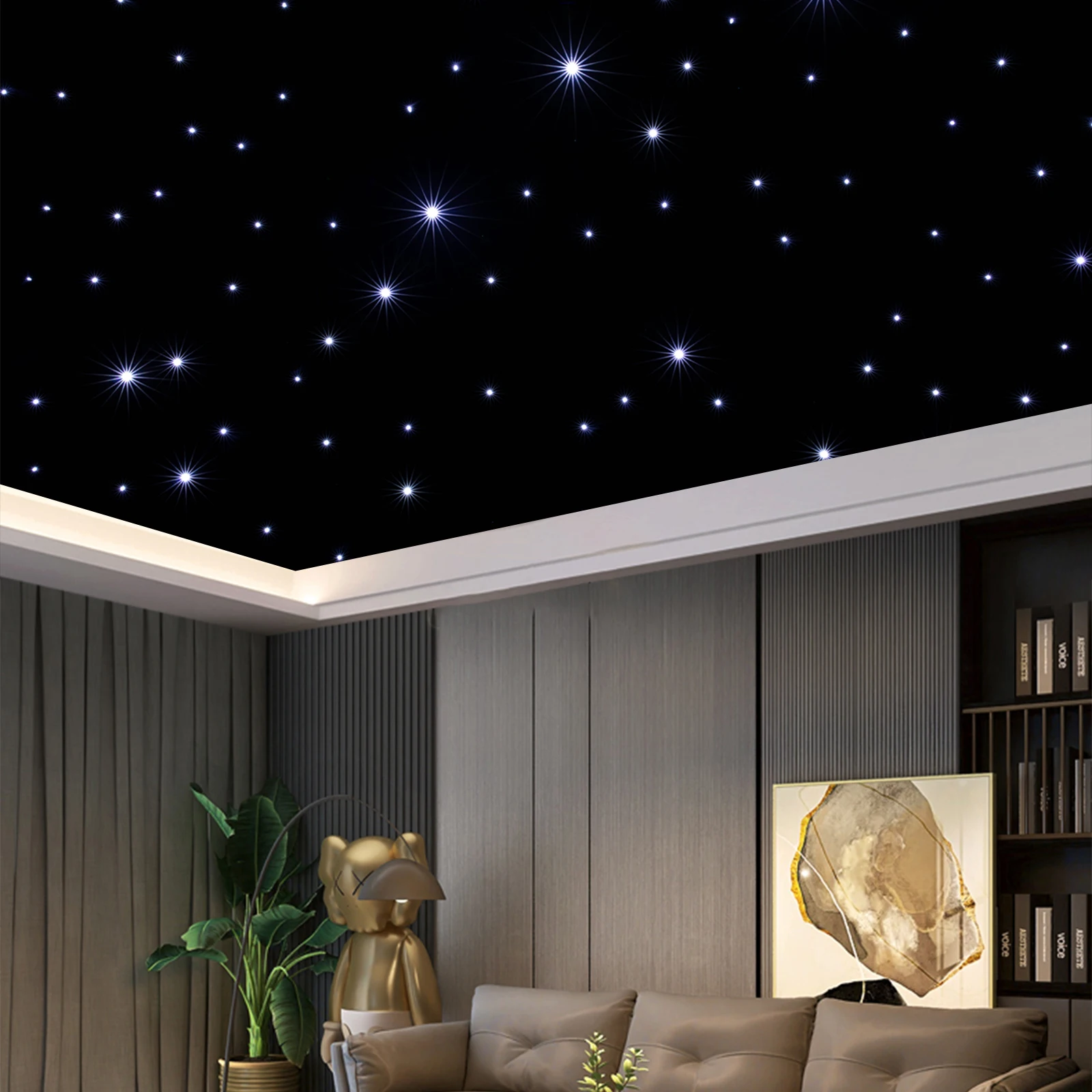 خلفية نجمة LED مستطيلة سوداء (مريحة للاستخدام) - قابلة للطي وقابلة للتركيب على الجمالون (فتحات متعددة)، سحاب معدني ثنائي الاتجاه #6