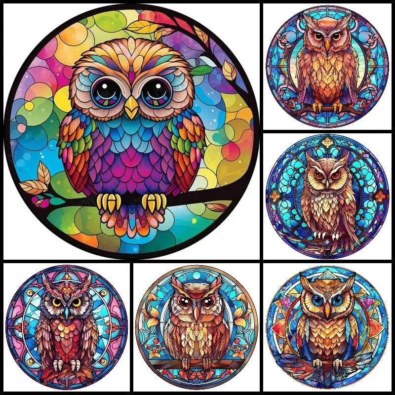 5D Full Diamond Mosaic Stained Glass Cartoon Owls Diy Diamond Painting By Numbers Kits Cross Stitch Kits Handmade Home Decor