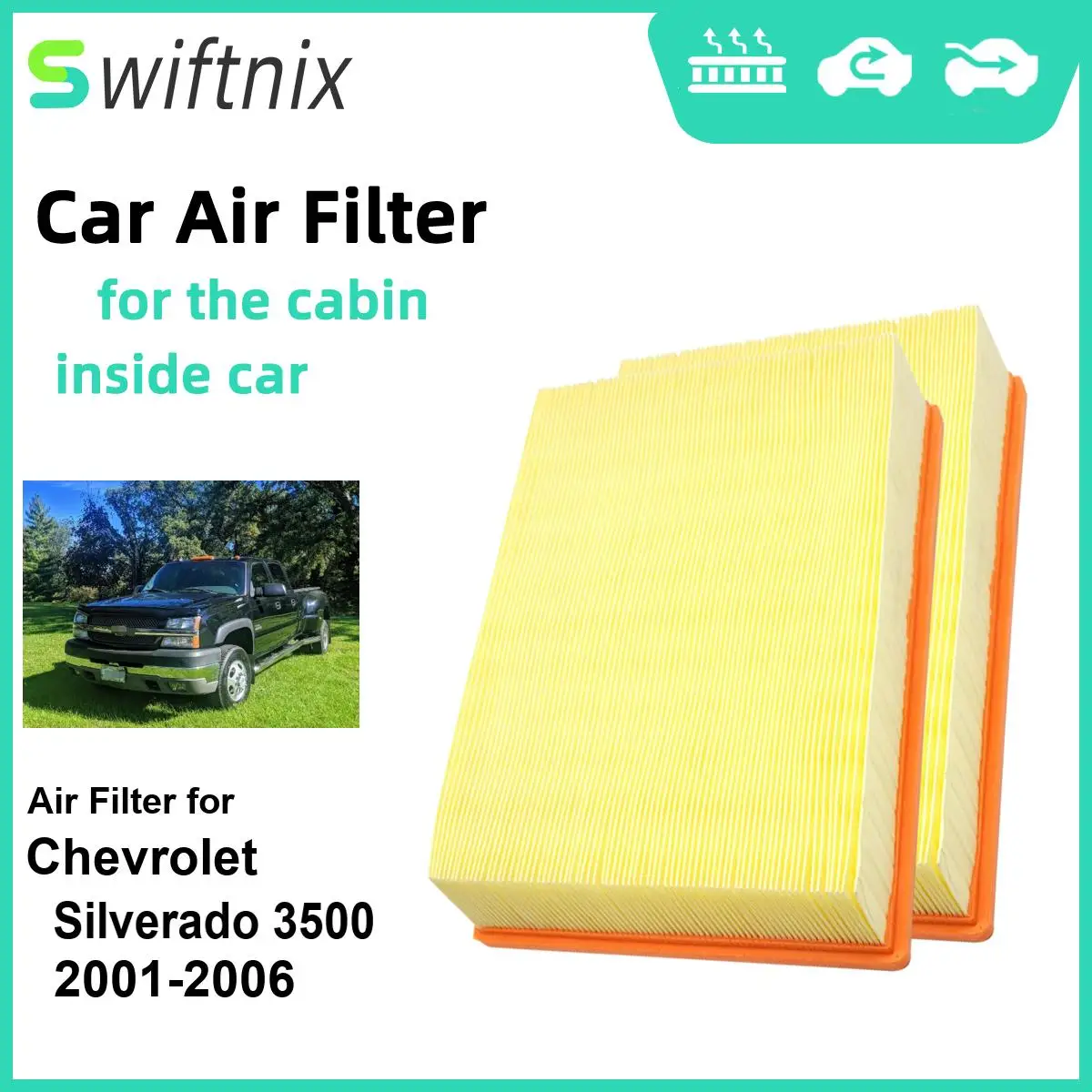 

Воздушный фильтр для Chevrolet Silverado 3500 2001-2006 CA8755A 15908915 25332443 25313349, 2 шт.