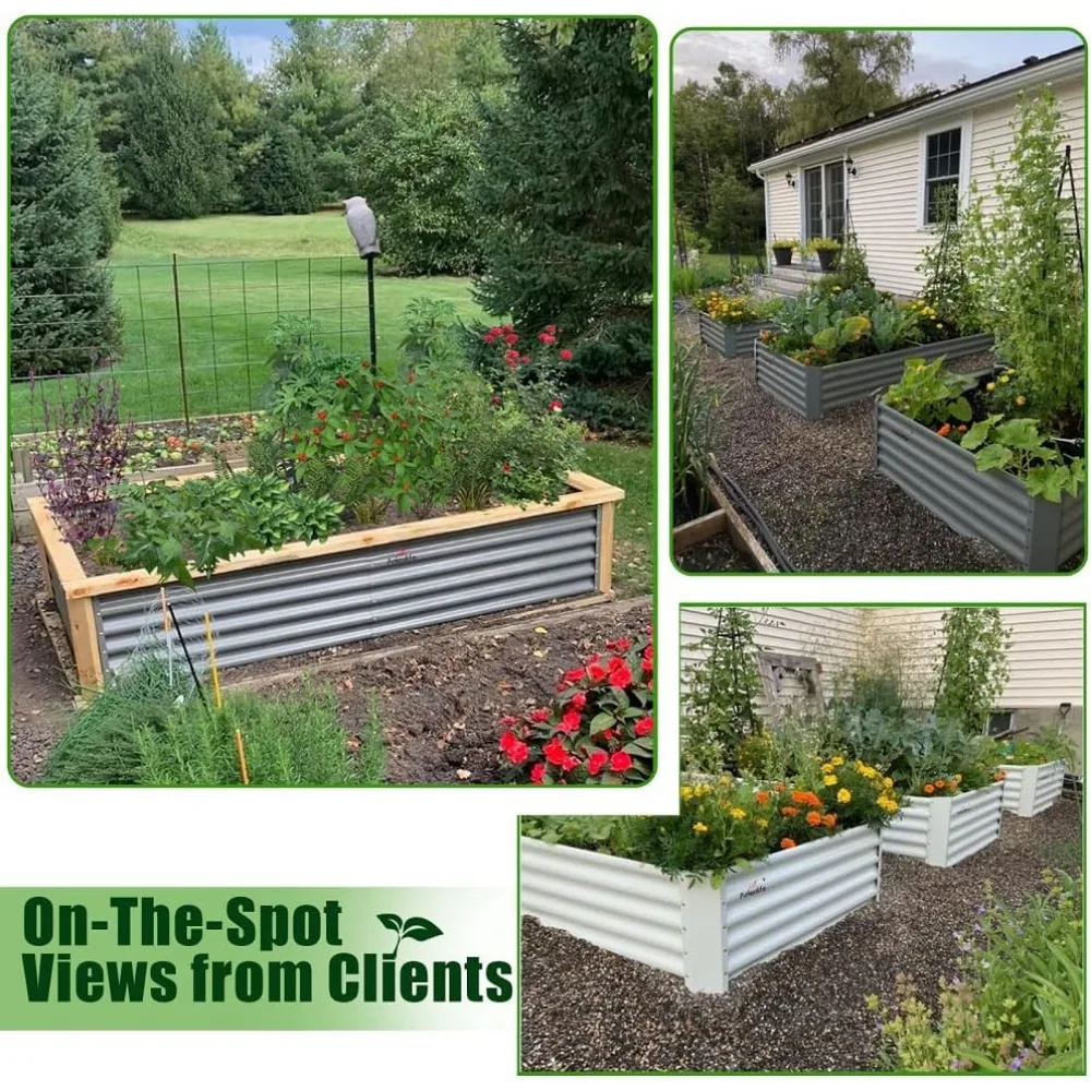 6x3x1.5 ft Galvanized Raised Garden Bed, Metal Planter Box for Vegetables Flowers Herb, Anti-Rust Easy Setup Quartz Grey