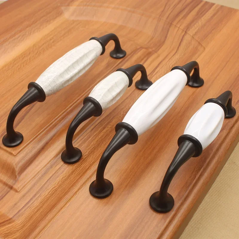 European black and white cracked marble ceramic handle simple European cabinet wine cabinet wardrobe drawer zinc alloy handle