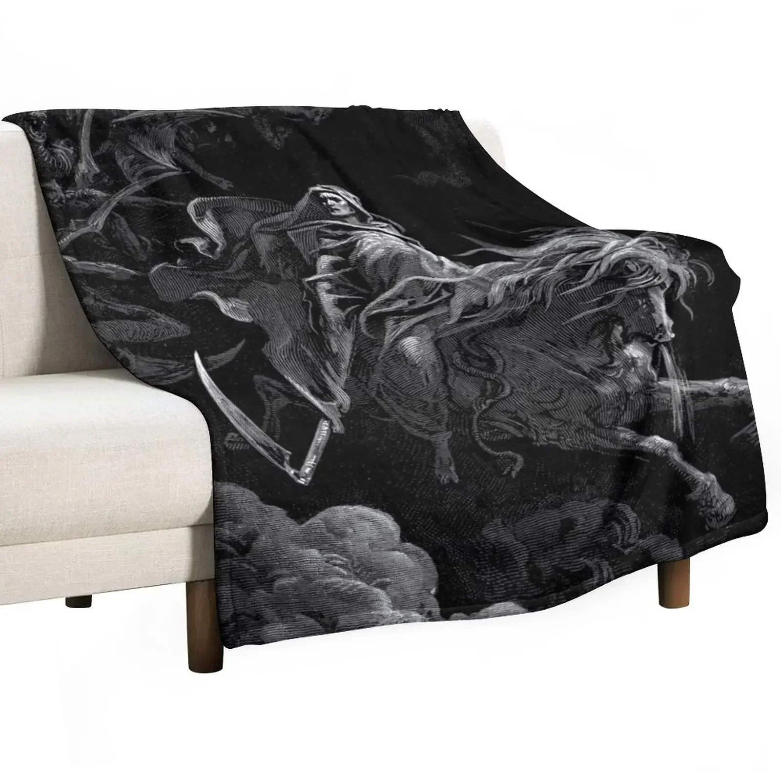 

Gustave Dore Death on the Pale Horse Throw Blanket Thermal Hairy Blankets