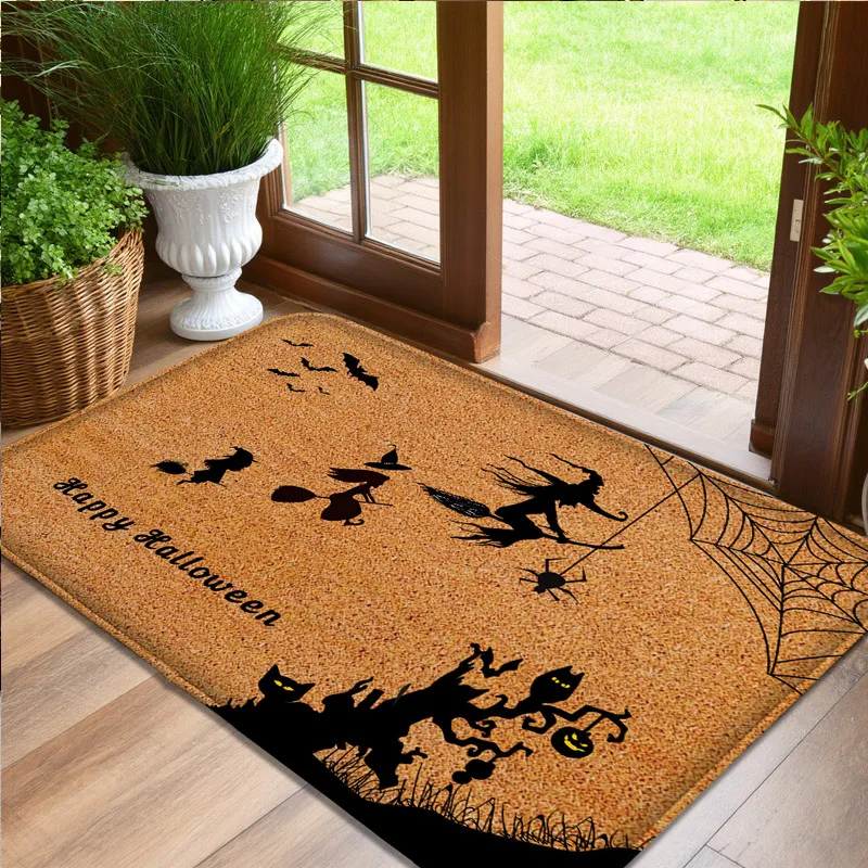

1 piece of soft and comfortable small carpet Halloween printed decorative floor mat, home floor mat, door mat, machine washable