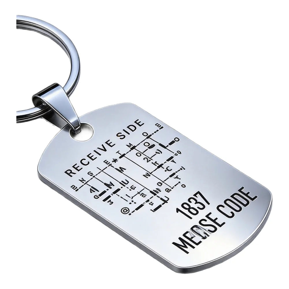 Radio Keychain Token CW Training Coin Black-R Communication Tools Engraved Code Markings Stainless Steel Engraved