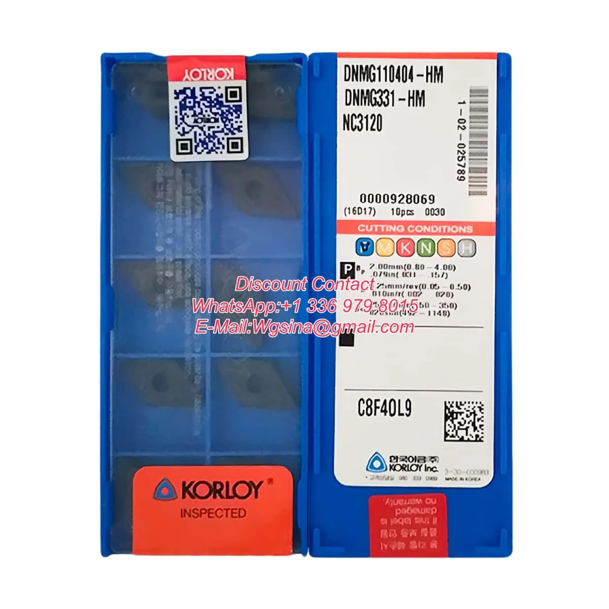 

Korloy 100% Original DNMG 110404 110408 150404 150408 150604 150608 -GS -HA -HM NC3020 PC9030 NC3120 H01 NC3030 Turning Insert