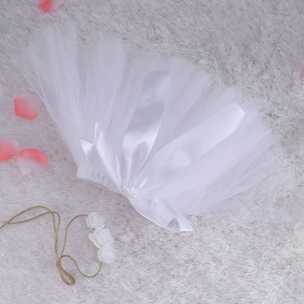 

Newborn Baby Girl White Tutu Skirt Headband Set Soft Comfortable Breathable Photography Props Costume Newborn Tutu Skirt