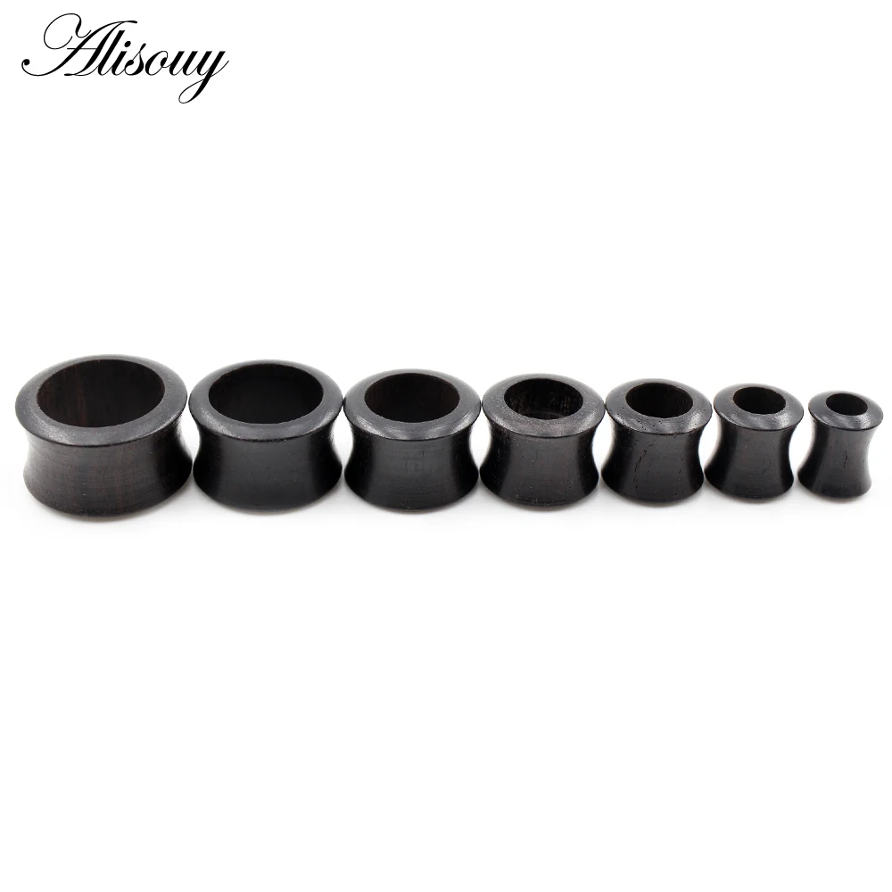 Alisouy 2pcs 8mm-20mm Hollow Natural Wood Men Women Ear Tunnels Plugs Expander Stretchers Gauges Earrings Piercing Body Jewelry