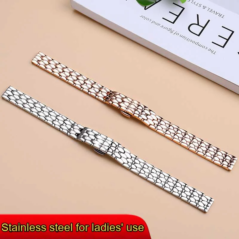 سلسلة ساعة فولاذية دقيقة للنساء ، ساعة خضراء صغيرة ، تتكيف مع Fiyta ، DL21006 DL21007 DL21013 سلسلة Qingcheng ، حجم صغير ، 12