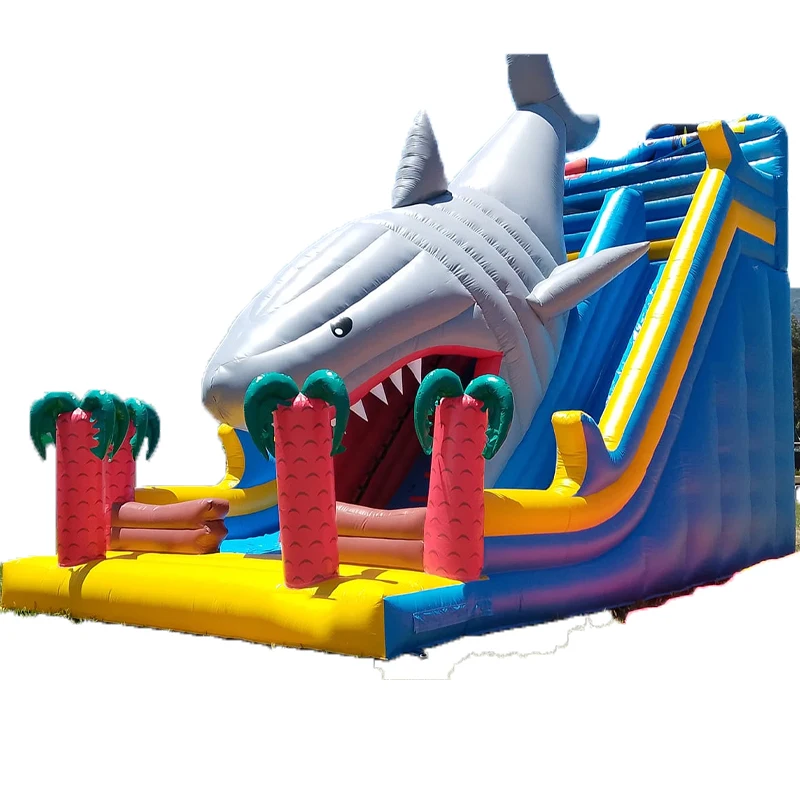 Inflatable Trampoline Children Slide Include Blower Sea World Great Shark Inflatable Slide Factory Price