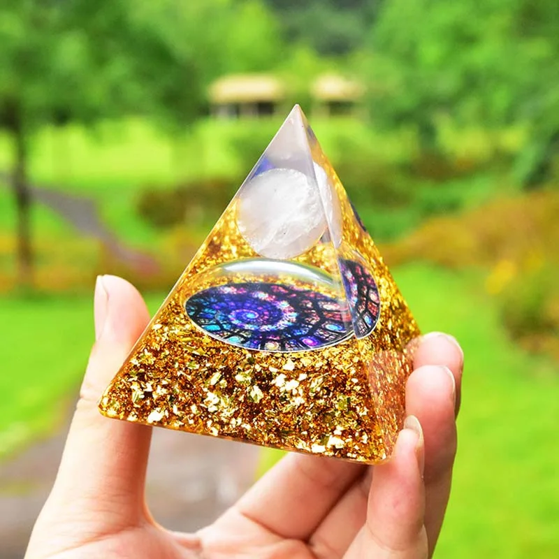 Natural Stone Energy Generator Orgone Pyramid Amethyst Peridot Healing Crystal Reiki Chakra Meditation Tools Decoration Ornament