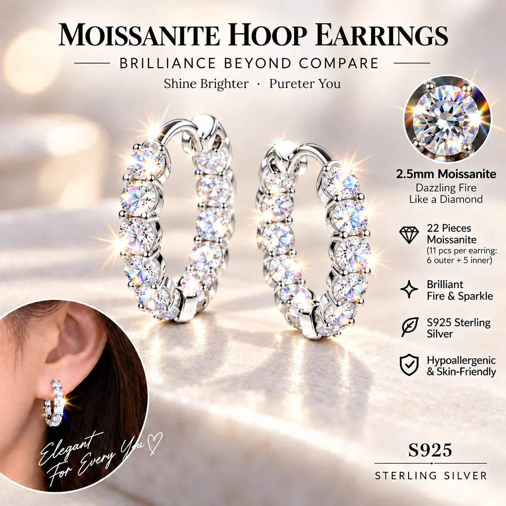 Mit GRA-Zertifikat, D VVS Moissanit-Ohrringe, funkelndes S925-Sterlingsilber für Damen, Jahrestag, Hochzeit, Party, Verlobung – Detail 2