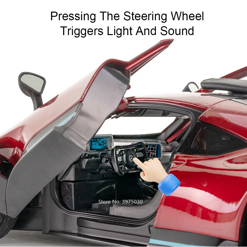 1:18 Benz AMG ONE Cars Models Toys Wheel Pull Back Miniature Vehicles Doors Opened with Light Music Supercar Toddler Kids Gifts