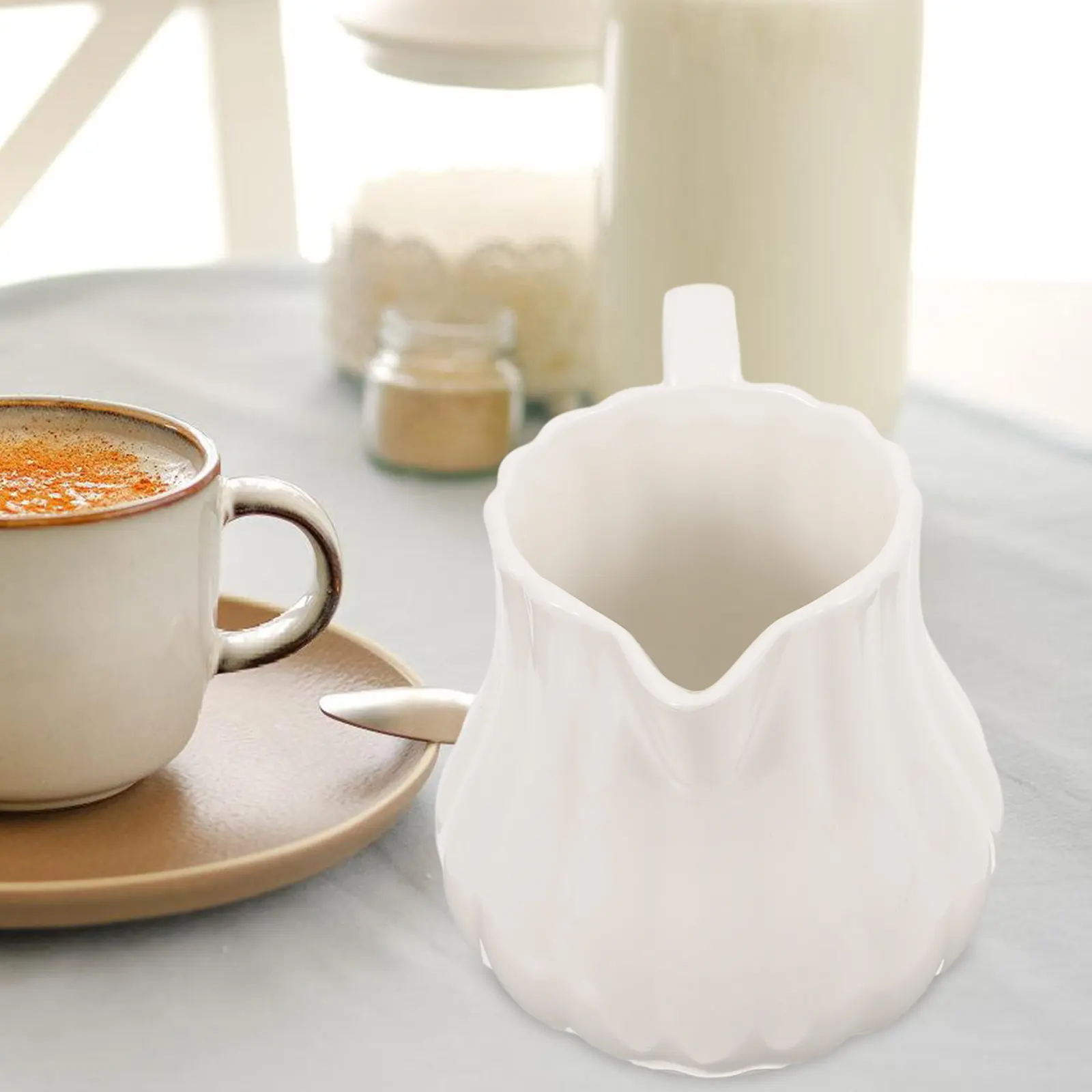 

Ceramic Coffee Milk Dispenser Practical Pitcher Comfortable Touch Stable Material Trendy Look Versatile Use Easy Carry Around