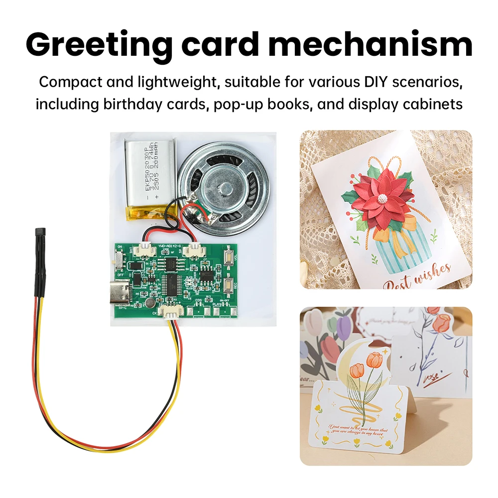 

Recording Greeting Card Module DIY 8MB Creative Gift Box Christmas Birthday Card pop-up book MP3 Download Voice Module Type C
