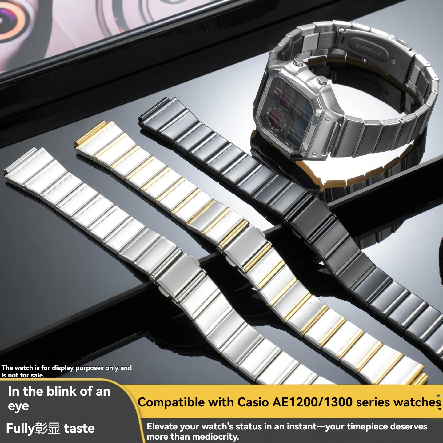 for Casio AE1200 Mod Kit 3299 | 304L Stainless Steel Full Metal Case, Bezel, Glass & Waterproof Ring - Waterproof Upgrade Parts