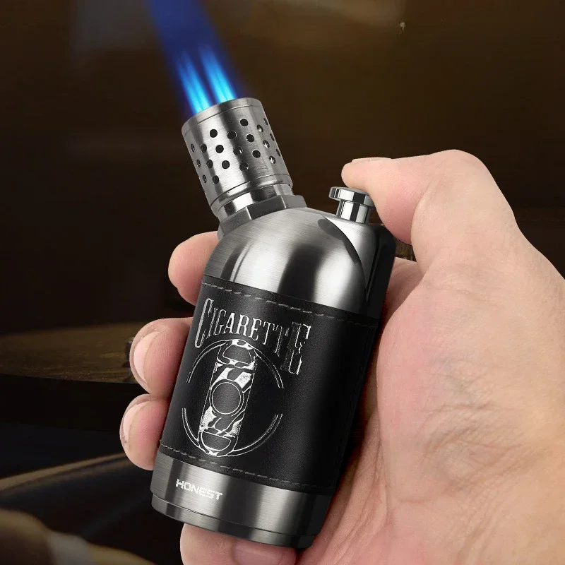 

HOEST New Windproof Four Dash, Creative and Personalized Blue Flame Butane Cigar Lighter, Decorative Lighter Gift