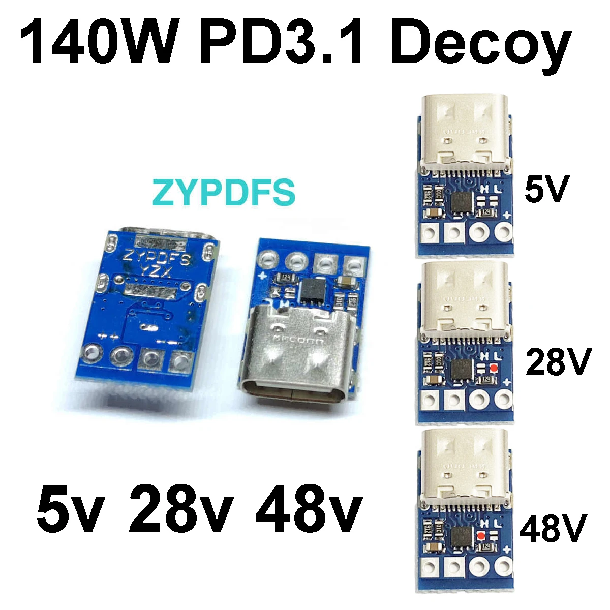 ZYPDFS PD3.1 140W 5A 28V USB TYPE-C PD Decoy Voltage Triggers 5V 28V 48V QC Fast Charge Notebook Power Supply PD TO DC Charger