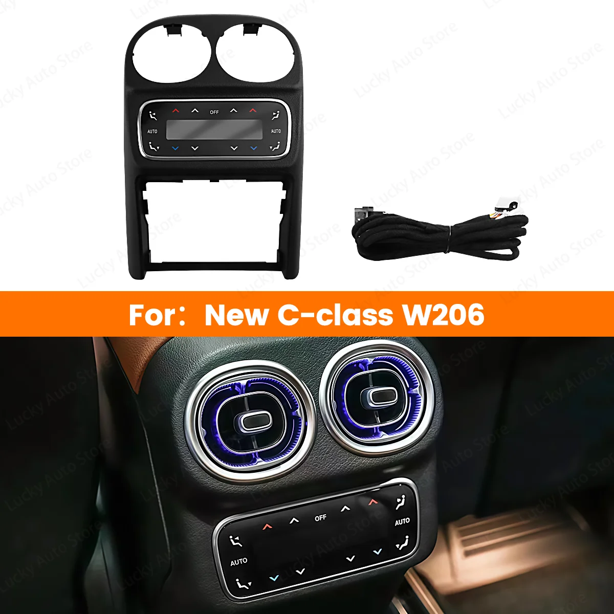 Rear Air Vent AC Button LCD Control Modificate Climate For Mercedes Benz C Class W206 Rear Air Conditioning Touch Control Panel