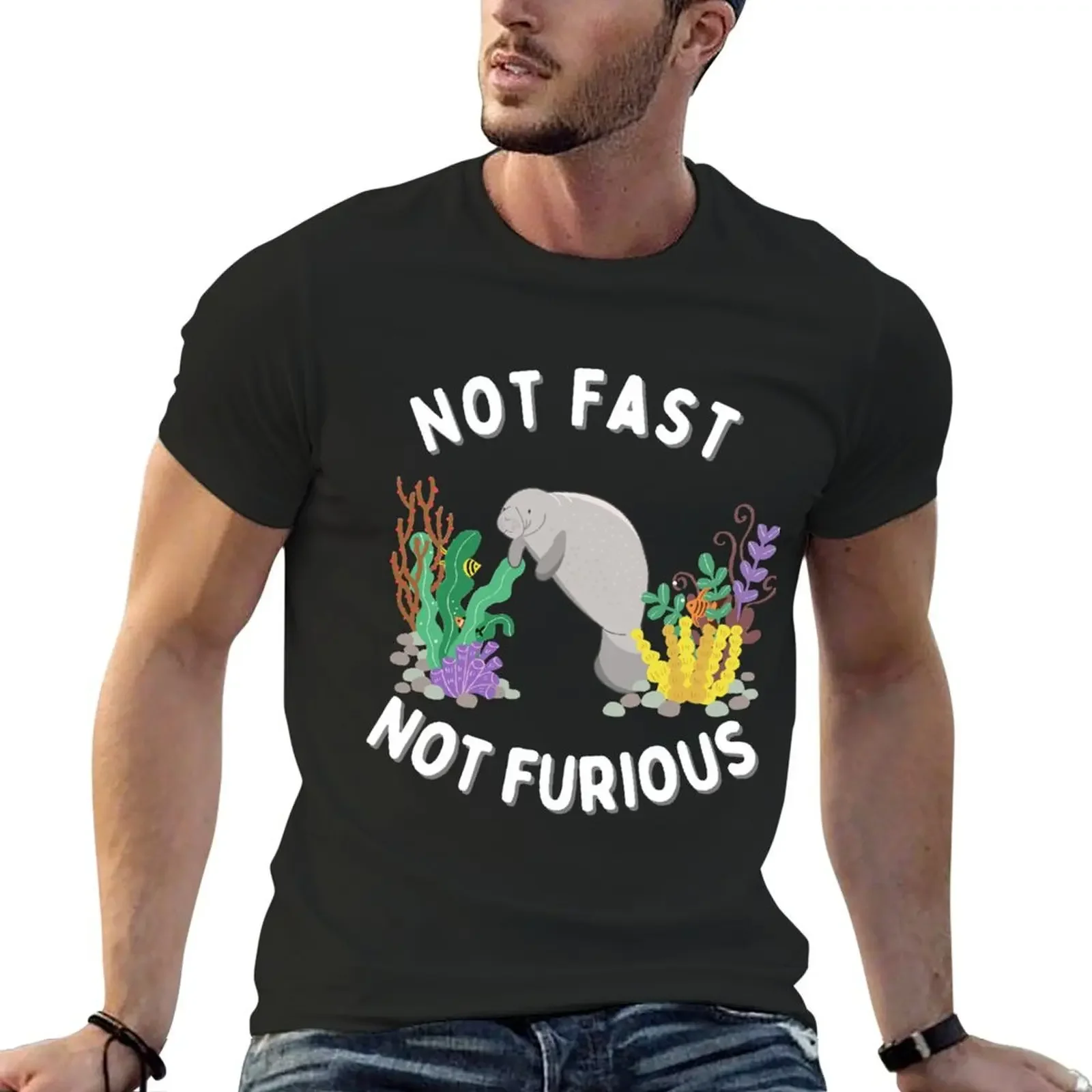 

Not Fast, Not Furious - Manatee T-Shirt anime figures boys whites mens graphic t-shirts