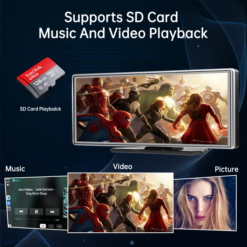 11.26 بوصة سيارة الوسائط المتعددة راديو لاسلكي Carplay أندرويد السيارات لتحديد المواقع والملاحة مسجل فيديو لوحة القيادة واي فاي AUX مشغل MP5