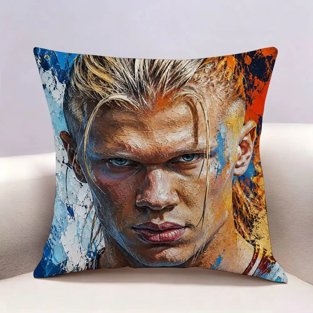 Footballer E-Erling H-Haaland  Double-sided print Pillow Case for Sofa Living Room Home office Decor Protective Cover