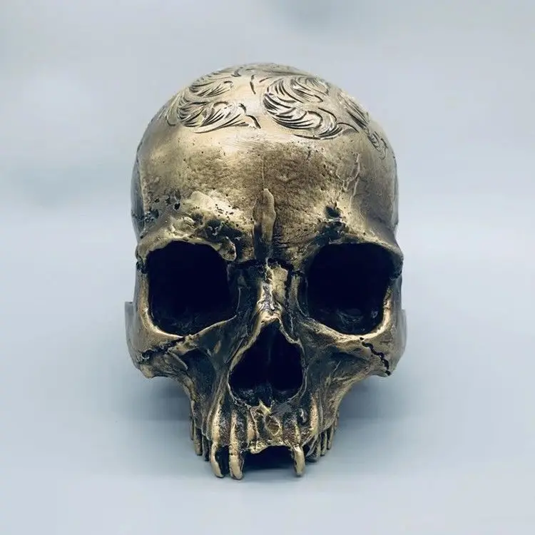 Pure copper hand-carved skull ornament bar display home collection