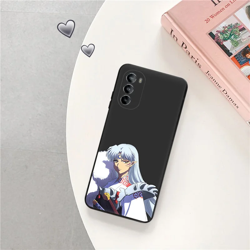 Phone Case For Motorola G71 G73 G72 G53 G52 G32 G22 G60 G51 G50 G31 G30 G9 Plus Inuyasha Sesshoumaru Black Soft Protective Cover